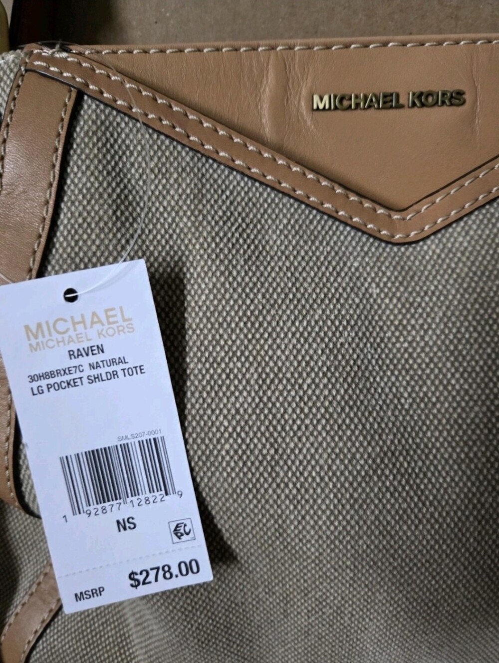 NWT MICHAEL KORS NATURAL COLORS LEATHER/TEXTILE LARGE POCKETS SHOULDER TOTE - Picture 10 of 15